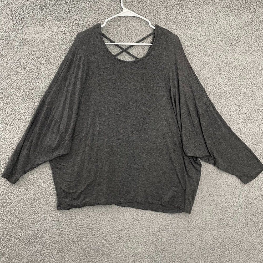 Zim & Zoe Lounge Women 22/24‎ Gray Casual Dropped Sleeve Oversize Top